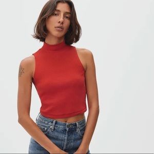 Everlane red mockneck top